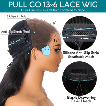 Peacock Curls Pull Go 13x6 Full Glueless Lace Front Wig Pre-Styled Heavy Layers Cut Human Hair